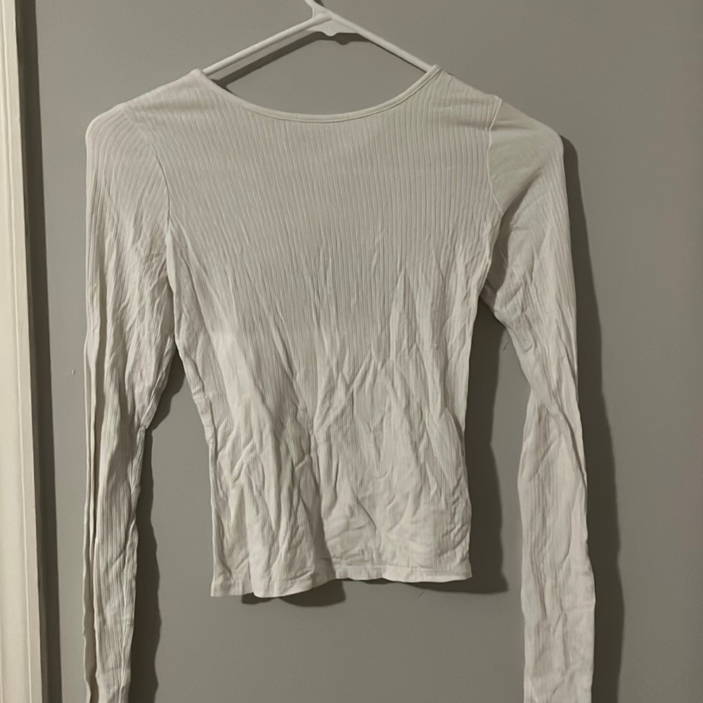 White long sleeve cross cross back